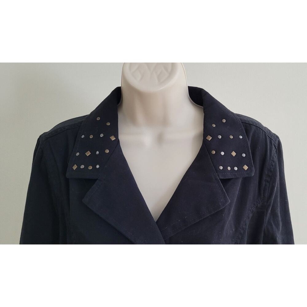 RELATIVITY Women's Tie Waist w/Bronze Metal Accents Black Outerwear Jacket-Sz Lg - Picture 2 of 9